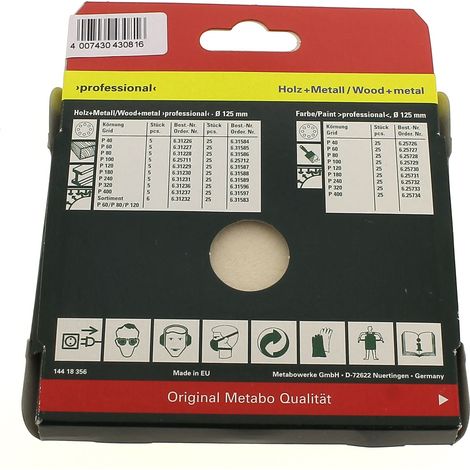 Abrasifs ronds d=125 80g par 5 4932367742 - ponceuse