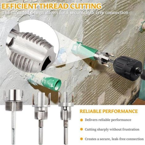 Outil de Filetage Intégré 3 Pièces pour Tuyaux Internes et Externes, Outil de Coupe de Filetage à Double Fonction pour PVC 1/2 (1/5)