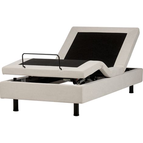 Cama articulada eléctrica moderna mando a distancia ajustable sin cabecero poliéster beige claro 90 x 200 cm Duke II