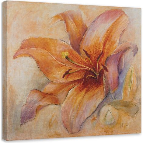 Tableau sur toile Lys Fleurs Orange 60x60 (1/5)