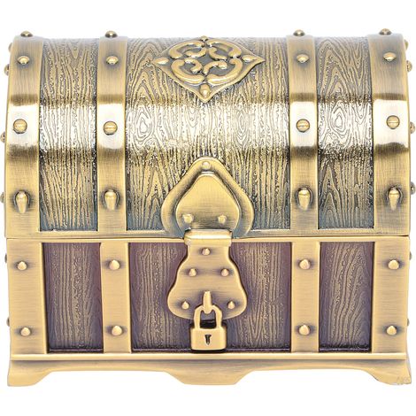 Boîte de rangement rectangulaire classique vintage en métal pour bijoux, boucles d'oreilles et colliers, petits accessoires pour femmes et filles. (1/5)