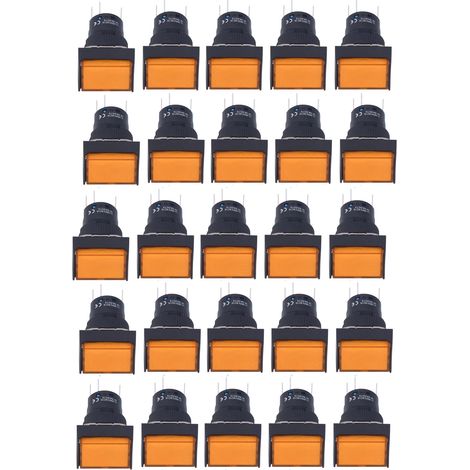 Lot de 25 interrupteurs à bouton-poussoir rectangulaires autobloquants et lumineux 12 V BEMLA1611DSJ 16 mm (jaune) (1/5)
