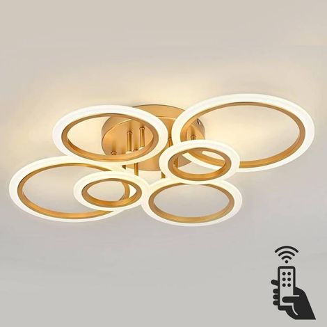 Luminaria CYCLE 6 aros, 75W, CCT, 0-10V, mando+WiFi, golden, 3000-4000-6000K (1/5)