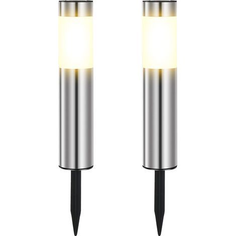Lampe Solaire Exterieur Jardin, En Acier Inoxydable Lumiere Solaire Exterieur LED éTanches IP65 Blanc Chaud (2 Pièces) (1/5)