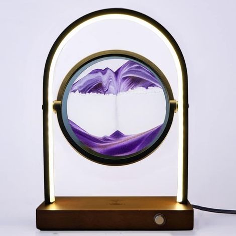 3D Sand Art Liquid Motion 3D mobile Sand Art lampe de table, peinture rapide lampe de chevet sablier salon touch Room lampe de table rechargeable Night Light 3.29 (couleur: sable violet, taille: 30x20 (1/5)