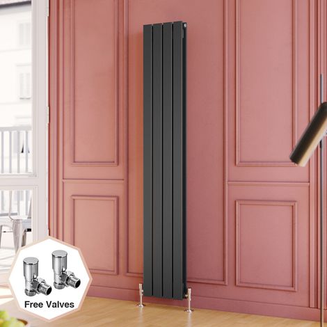 ELEGANT 1800 x 300 mm Modern Anthracite Vertical Column Rads Double Flat Panel Designer Bathroom Radiator + Angled Radiator Valves (1/5)