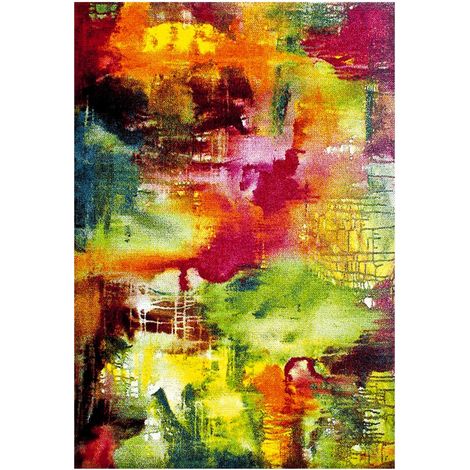 Tapis salon et chambre 120x170 multicolore rectangle tissé motif géométrique LYN8 BELO 4 (1/4)