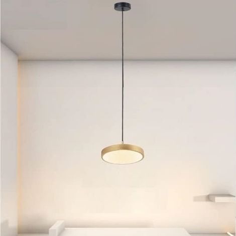 TrAdE Shop Traesio - Lampadario A Sospensione Led 40w Oro Cerchio Tondo Moderno Minimal Luce 4000k 32910 - (1/5)