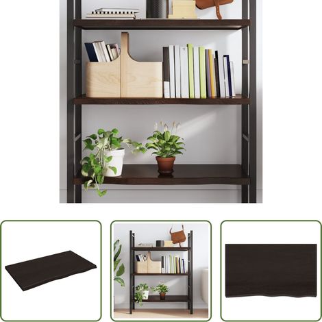 Wandregal Eiche - Wandregal Dunkelbraun 100x60x(2-4)cm Massivholz Eiche Behandelt (1/5)