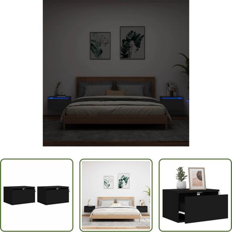 LED-Leuchten - Wand-Nachttische mit LED-Leuchten 2 Stk. Schwarz (1/5)