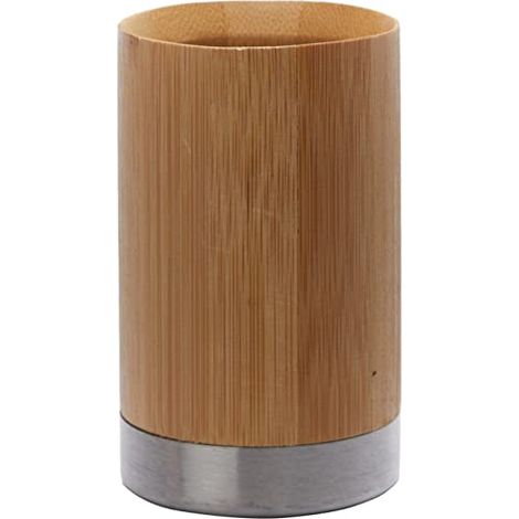 Axentia Portaspazzolino in bambù e acciaio inox "Bonja", bicchiere porta spazzolino da denti, portaspazzolini, ca. 7 x 7 x 11,3 cm, marrone" (1/4)