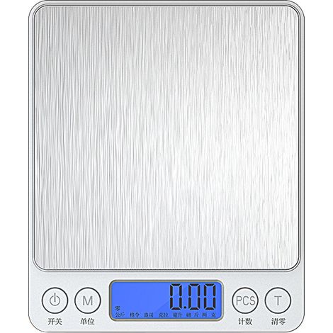 Balance de cuisine électronique de haute précision 2 kg/0,1 g, adaptée à la pâtisserie et à la cuisine (fonctionne sur piles)-AquaForge