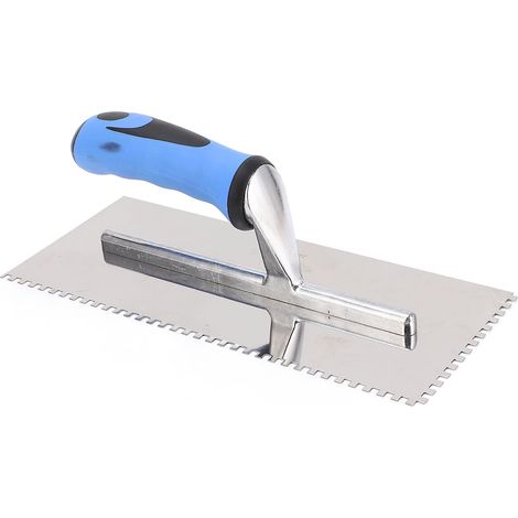 Truelle crantée carrée de 4 mm en acier inoxydable avec poignée souple pour la pose de ciment, béton, maçonnerie et carrelage (1/5)
