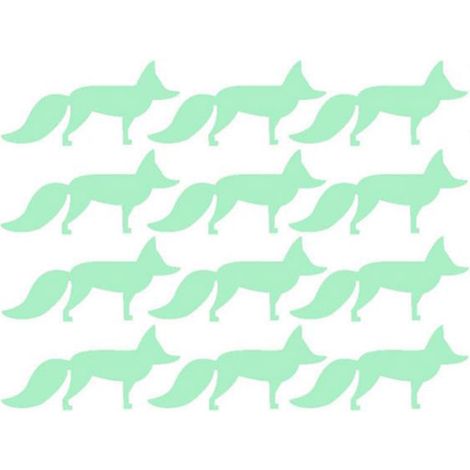 Autocollant Renard Petit Lumineux Mur Chambre Salon Deco Vinyle Vert 5x10cm Lot de 12