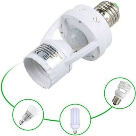 Douille PIR - Détecteur De Mouvement Pour Ampoules E27 - Intérieur - Réglage Temps Et Seuil Lumineux - 1 Pièce (1/4)