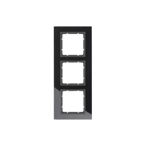 Berker Rahmen für Mattschwarzglas-Schalter 3 Module (1/2)