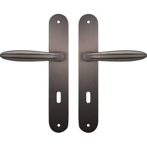 1 Paire Poignées sur plaque 225x38mm Zamak Titane ressort de rappel pour Porte Intérieure