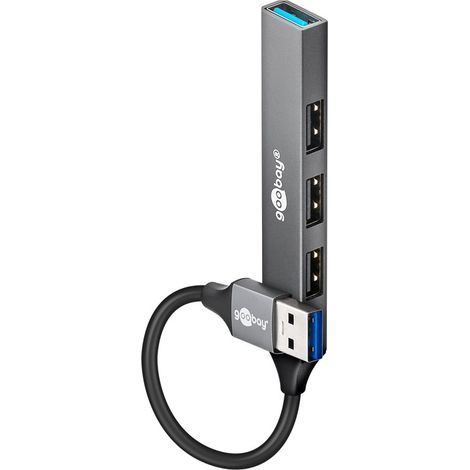 Hub USB Slim a 4 porte, da USB-A a USB-A, 5 Gbit/s, spina USB-A (USB 3.2)  1x presa USB-A (USB 3.2), 3x presa USB-A (USB 2.0).