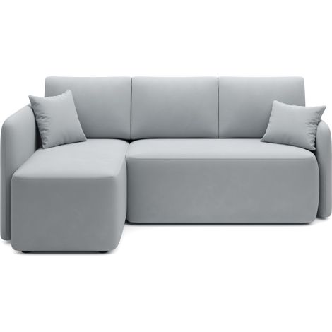 Canapé d'angle gauche Gris convertible 3 places HEDSON avec coffre (1/3)