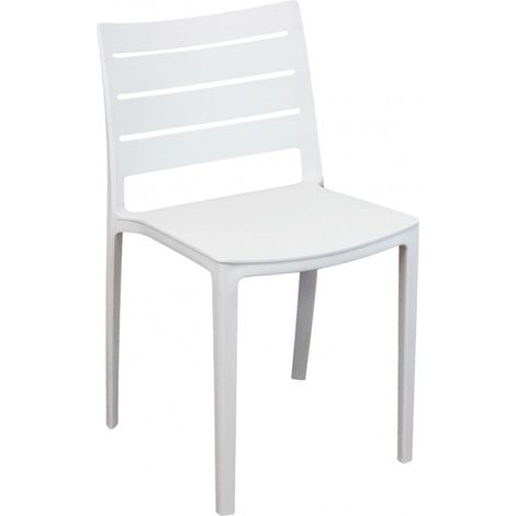 Sedia impilabile da esterno giardino in resina senza braccioli con schienale effetto doghe - Bianco (1/4)