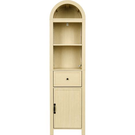 Hoher Badezimmerschrank 163 cm aus MDF mit RGB-LED, reversibler Tür und Schublade (1/5)