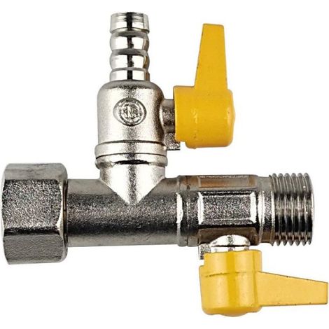 RGE Vanne 3 Voie Raccord T et wc 3 Voies Douchette G 1/2 Vanne de Dérivation de Douche à 3 Voies Valve de Douche en Laiton avec 3 Rondelles en Caoutchouc pour Salle de Bain, Cuisine (1/4)
