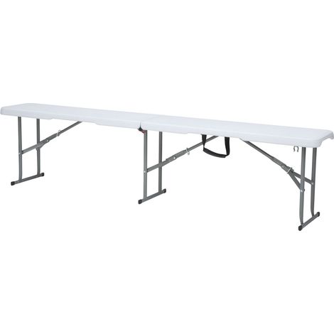 Axi Elba Banc De Brasserie Pliable En Plastique Hdpe Blanc Banc Pliable / Banc De Pique-Nique Pour Le Jardin, Le Balcon Ou Le Camping - Déplié : 183 X 28 X 43 Cm (1/5)