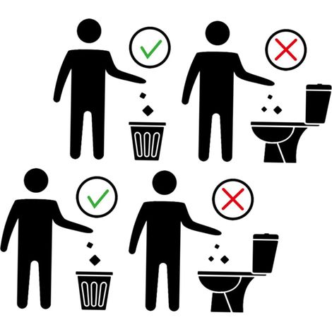 2 láminas de pegatinas autoadhesivas de advertencia para el baño, decoración práctica para el inodoro/lavabo