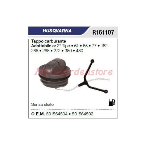 Tappo carburante HUSQVARNA motosega 61 65 77 2° tipo 501564504 501564502