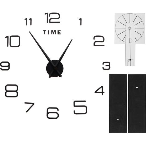 Jeffergarden Bricolage horloge murale acrylique sans cadre miroir Surface autocollant mural horloge décor pour salon chambre noir-DOU