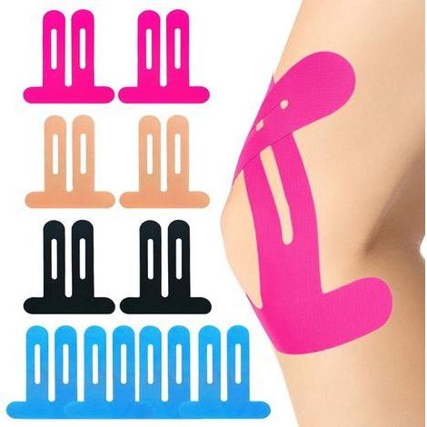 Bande adhésive de sport pour genouillères - Lot de 10 pièces - 4 couleurs différentes - Extensible à 180 % (1/5)