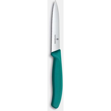 Coltelli da Tavola Victorinox Lama Seghettata in Acciaio Inossidabile 10cm con Manico Ergonomico verde petrolio V-6.7734.C1
