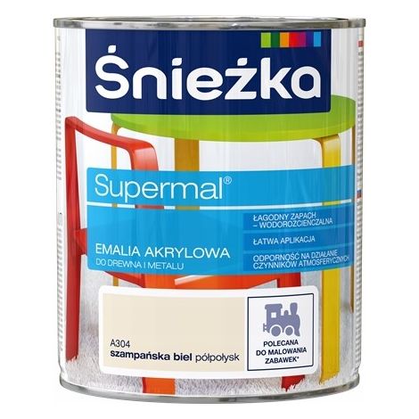 Supermal Acryl-Emaille für Holz und Metall A304 Champagnerweiß seidenmatt 0,8 l (1/2)