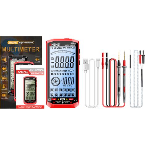 628A Digitalmultimeter, 6000 Zähler, automatische Bereichswahl, großes Display, AC/DC-Test