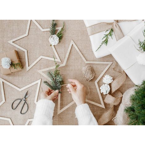 Pendentifs décoratifs Étoiles, bois naturel, lot de 3. (1/5)