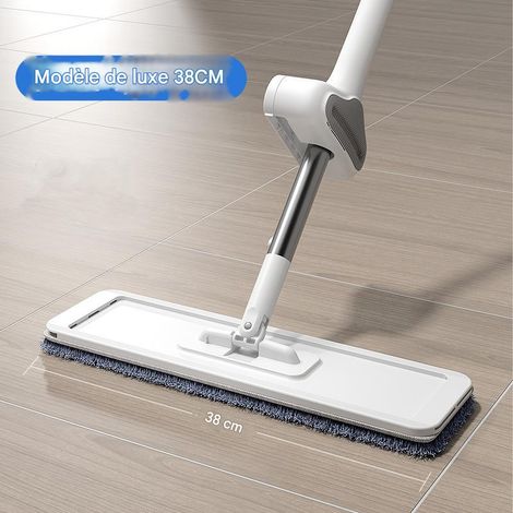 Balai-serpillère plat mains libres - Plusieurs tailles disponibles - 38 cm - Livré avec 3 lingettes