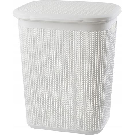 KADAX Cesto per la biancheria multifunzionale da 50 litri con coperchio Cesto per la biancheria in plastica leggera per i giocattoli dei vestiti sporchi del bagno (Bianco) (1/5)