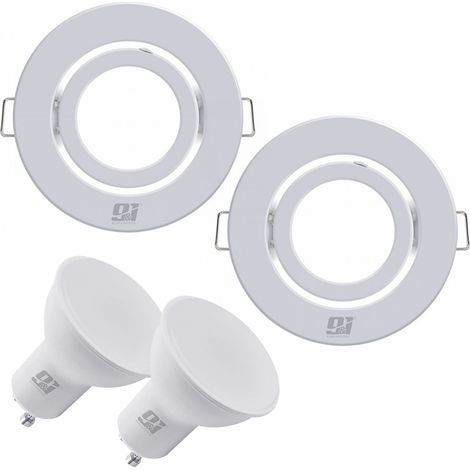 ORION91 PACK X 4 UNIDADES 80X80 ARO BASCULANTE REDONDO BLANCO GU10 LED incluidas - SPAZIOLUZIO