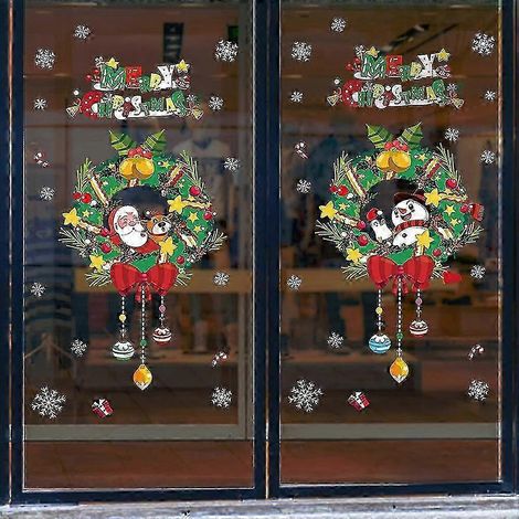 Autocollants de Noël pour vitrines, décorations murales et murales pour maisons et boutiques. (1/2)