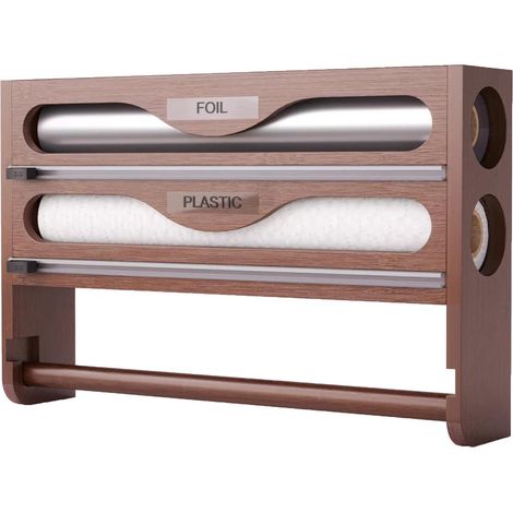 Distributeur de Film Alimentaire et Porte-Rouleau de Cuisine en Bois (1/5)