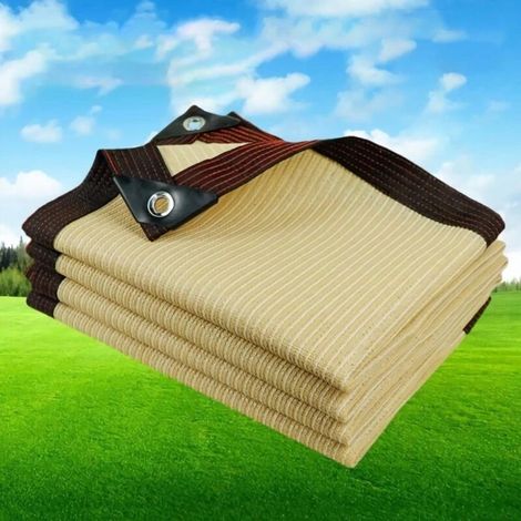 Filet d'ombrage à 12 piquets, protection UV 75-90%, voile d'ombrage, filet coupe-vent avec œillets pour serre, toile d'ombrage extérieure, pour la protection des plantes/jardin/voiture, 3 x 5 m (1/4)