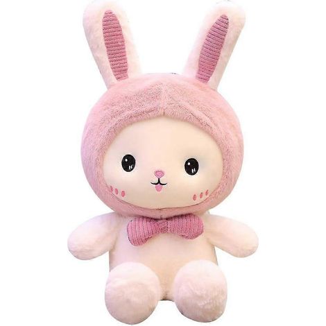 Rosa Plüschhasenkissen, weich und kuschelig, Plüschhase, entzückendes Deko-Hasenkissen mit Flügeln, Geschenk (rosa, 25 cm) (1/5)