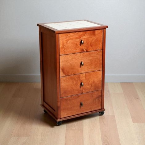 Carrello da cucina POKER con cassetti e piano in ceramica Ciliegio (1/3)