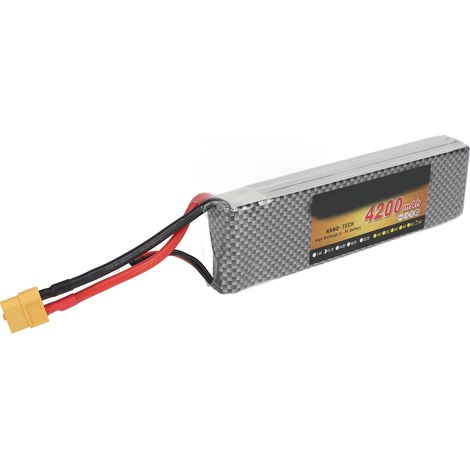 Batterie LiPo 11,1 V 2S 4200 mAh 70C de remplacement professionnel pour modèles réduits RC (avions, hélicoptères, quadricoptères, drones, voitures RC) avec connecteur XT60 (1/5)