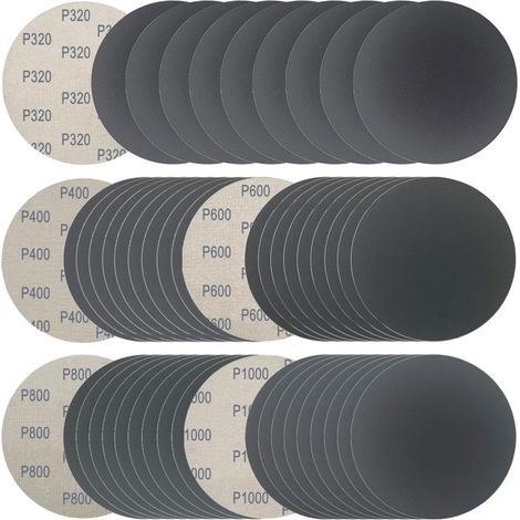 6 Inch Wet Dry Sanding Discs 50 Pack – Hook Loop Attachment Mixed Grit 320 400 600 800 1000 – Silicon Carbide Waterproof Sandpaper for Random Orbital Sander Polishing (1/5)