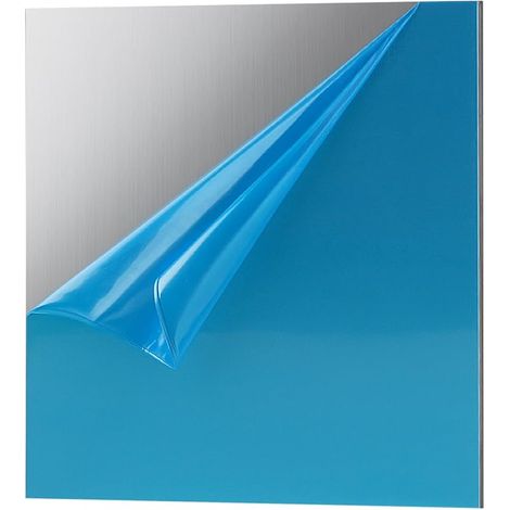 LALAGO 1 Pièce 10 x 10cm Plaques d'Acier Inoxydable 304, Tôle en Acier Inoxydable de 3 mm d'Épaisseur avec Film Double Face, Tôle Métallique Non Magnétique Carrée en Tôle Fine pour Réparation DIY