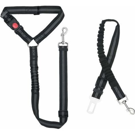 Verstellbares Nylon-Sicherheitsgeschirr für Hunde und Katzen mit Stoßdämpfung – 2-in-1-Autosicherheitsgurt in Schwarz für die Reise