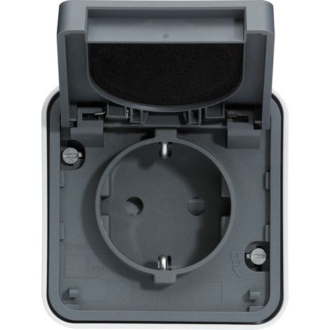 cubyko Prise Schuko saillie gris IP55 (WNC160)