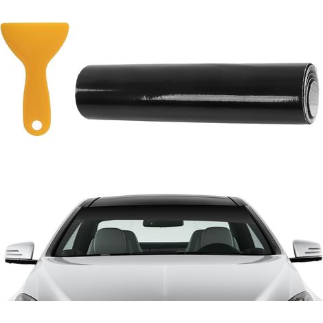 Film de Protection Solaire pour Vitre de Voiture, 140x20cm Bande de Pare Soleil Brise en PVC Brillant, Universel Autocollants Pare-brise avec Grattoir,Bande de Film Occultant de Pare Soleil de Voiture (1/5)