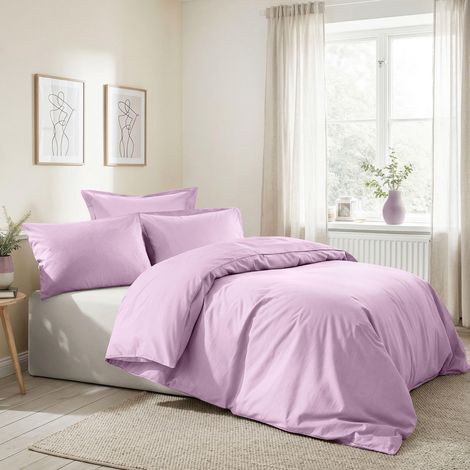 Parure de lit Double, 100% Coton, Lilas, Housse de Couette de 200 x 200 cm et 2 taies d'oreiller de 80 x 80 cm, Douce, Respirante, pour Les Chambres (1/4)